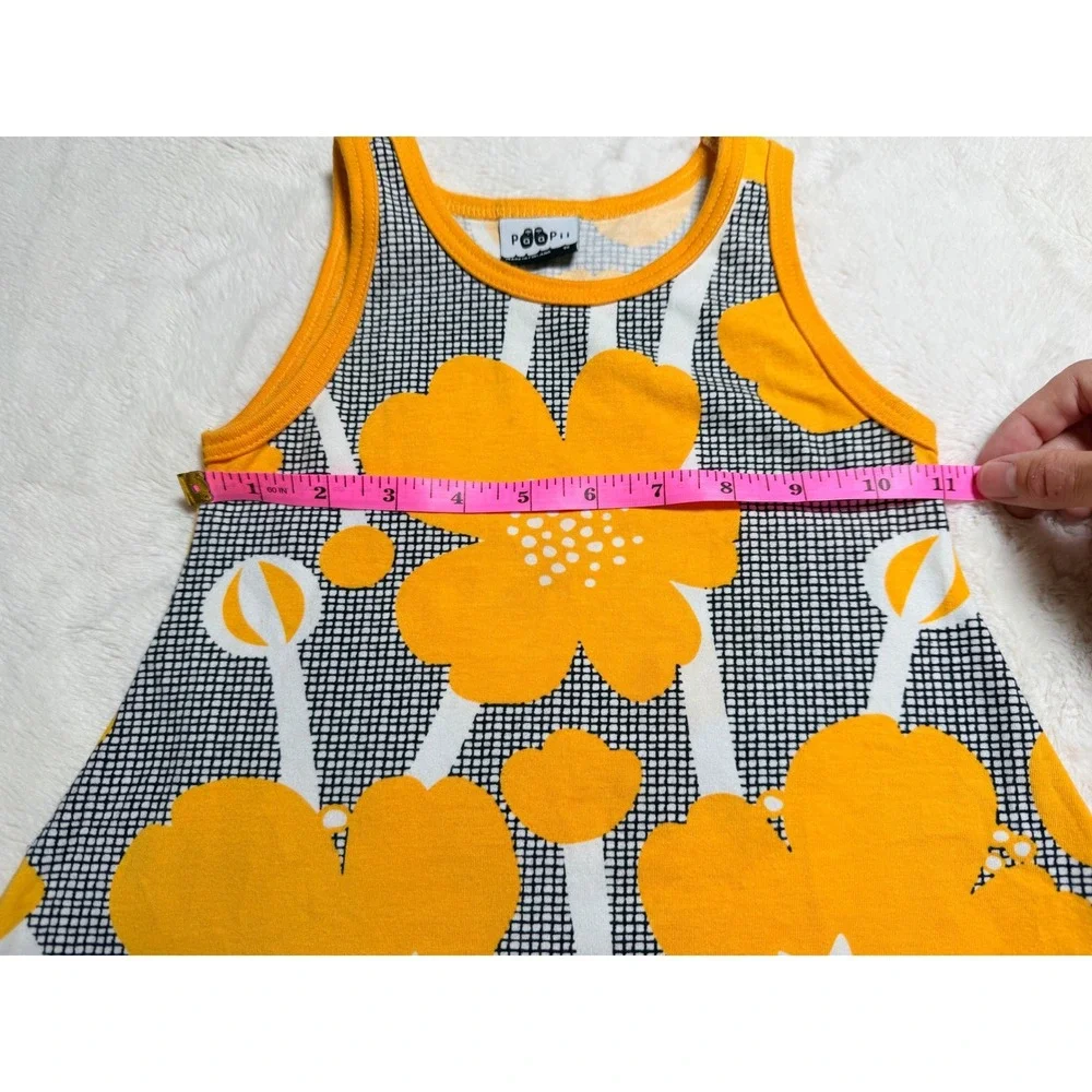PaaPii Scandi-style Organic Cotton Floral Tank Dress Yellow Size 98/3Y